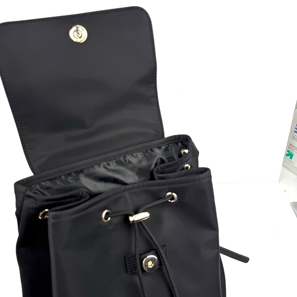 Ted Baker Backpack Black Nylon‎ Rucksack Gold Accent Drawstring Brand New - Picture 7 of 16